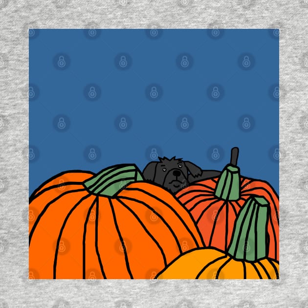 Cute Dog waiting in the Halloween Pumpkin Patch by ellenhenryart